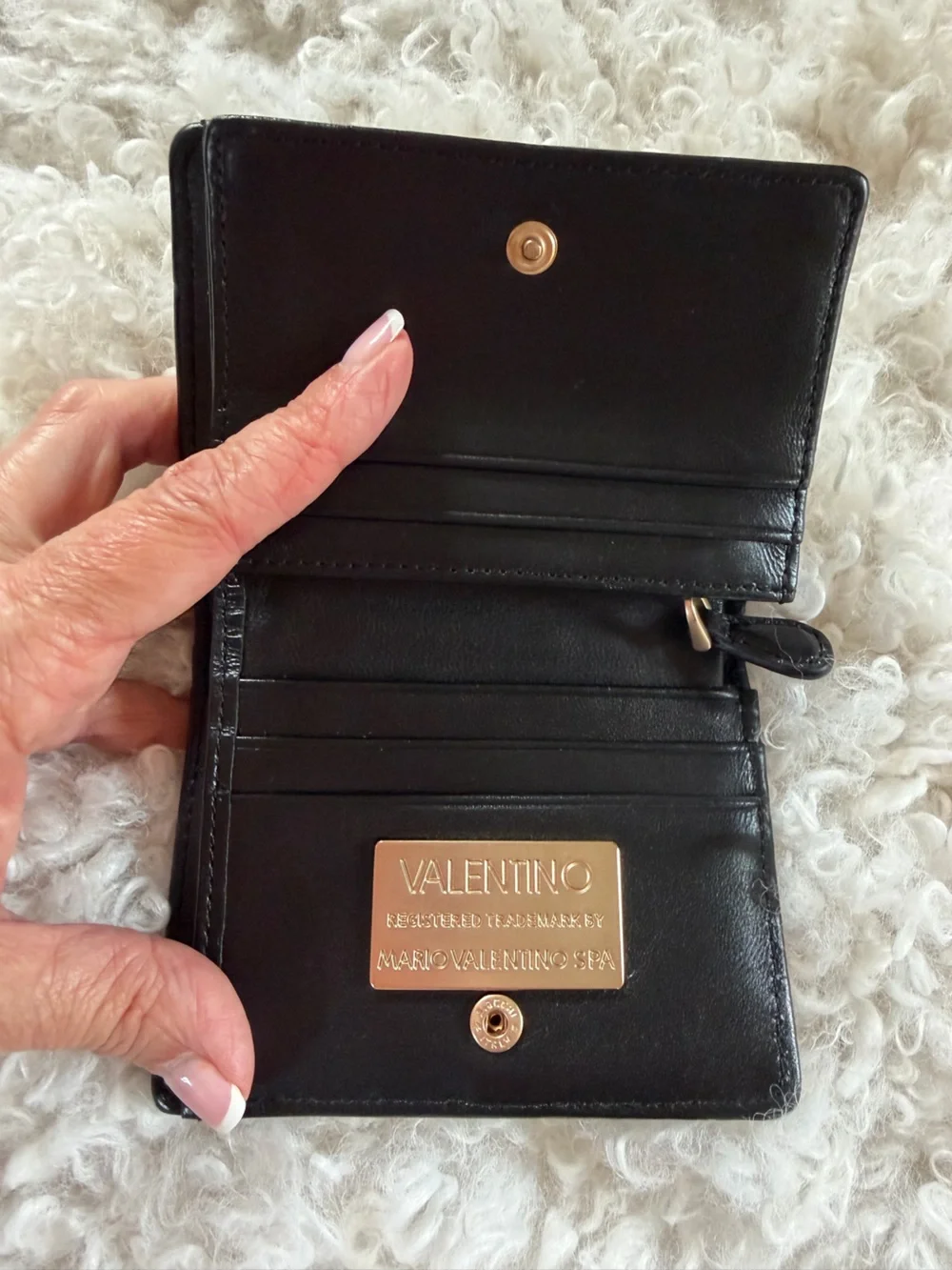 Valentino Black Quilted Zigzag Leather Wallet. Authentic, purchased Off-Saks 5th